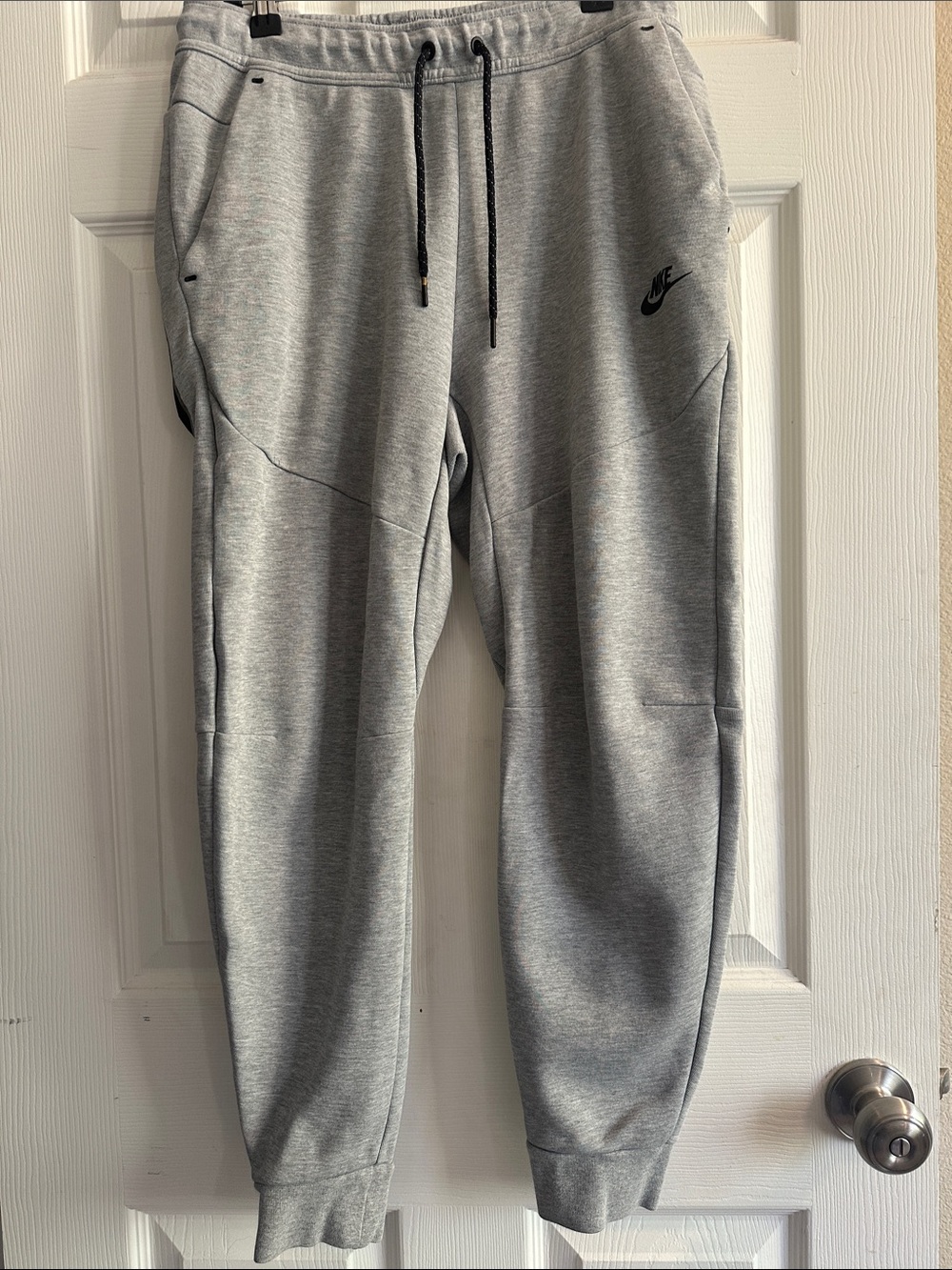 Nike Tech Grey Heather Joggers with Black Swoosh